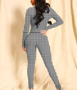 Women's Long-Sleeved High-Neck Jumpsuit With Zipper - Houndstooth Pattern Fashion Style Never Out Of Date Best Gift For Women - Gifts She'll Love A7
