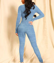 Women's Long-Sleeved High-Neck Jumpsuit With Zipper - Retro Jeans Pattern Best Gift For Women - Gifts She'll Love A7