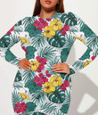 Women's Long-Sleeved High-Neck Jumpsuit With Zipper - Hibiscus And Tropical Plants Best Gift For Women - Gifts She'll Love A7