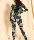 Women's Long-Sleeved High-Neck Jumpsuit With Zipper - Vivid Hibiscus And Plumeria Best Gift For Women - Gifts She'll Love A7