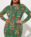 Women's Long-Sleeved High-Neck Jumpsuit With Zipper - Tropical Tiki Best Gift For Women - Gifts She'll Love A7