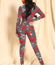 Women's Long-Sleeved High-Neck Jumpsuit With Zipper - Tropical Seamless Retro Pattern Best Gift For Women - Gifts She'll Love A7