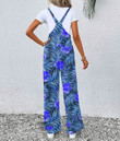 Women's Jumpsuit - Tropical Palm Leaves And Hibiscus Blue Best Gift For Women - Gifts She'll Love A7