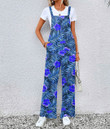 Women's Jumpsuit - Tropical Palm Leaves And Hibiscus Blue Best Gift For Women - Gifts She'll Love A7 | Africazone