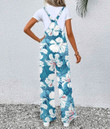 Women's Jumpsuit - White Tropical Hibiscus Flowers Seamless Best Gift For Women - Gifts She'll Love A7
