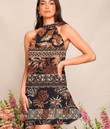 Women's Halter Dress - Hawaiian Tribal Tapa Elements Best Gift For Women - Gifts She'll Love A7