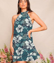 Women's Halter Dress - Grunge Hibiscus Flowers Seamless Best Gift For Women - Gifts She'll Love A7