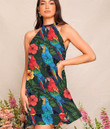 Women's Halter Dress - Macaw And Hibiscus Flowers Best Gift For Women - Gifts She'll Love A7