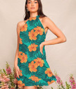 Women's Halter Dress - Tropical Flowers And Palm Leaves On Best Gift For Women - Gifts She'll Love A7