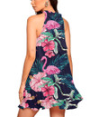 Women's Halter Dress - Pink Flamingos Tropical Flowers Best Gift For Women - Gifts She'll Love A7