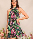 Women's Halter Dress - Pretty Pink Tropical Summer Best Gift For Women - Gifts She'll Love A7