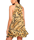 Women's Halter Dress - Tiger Skin Brown and Black Best Gift For Women - Gifts She'll Love A7