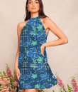 Women's Halter Dress - Seamless Pattern Hibiscus And Tartan Best Gift For Women - Gifts She'll Love A7