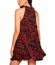 Women's Halter Dress - Vintage Floral Simple and Delicate Red Best Gift For Women - Gifts She'll Love A7