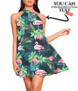 Women's Halter Dress - Tropical Summer With Flamingo Birds And Flowers Best Gift For Women - Gifts She'll Love A7 | 1sttheworld