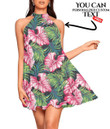 Women's Halter Dress - Tropical Leaves Vector Seamless Pattern Best Gift For Women - Gifts She'll Love A7 | 1sttheworld