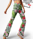 Women's Flare Yoga Pants - Green Palm Leaves And Hibiscus Flower Best Gift For Women - Gifts She'll Love A7 | Africazone