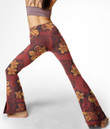 Women's Flare Yoga Pants - Hawaiian Tribal Elements And Hibiscus Flowers Best Gift For Women - Gifts She'll Love A7