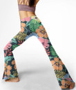 Women's Flare Yoga Pants - Hibiscus Flowers And Tropical Leaves Best Gift For Women - Gifts She'll Love A7