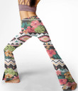 Women's Flare Yoga Pants - Seamless Ethnic Mix Tropical Flower Best Gift For Women - Gifts She'll Love A7