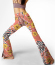 Women's Flare Yoga Pants - Tropical Leaves Yellow Flowers Hibiscus Lily Best Gift For Women - Gifts She'll Love A7