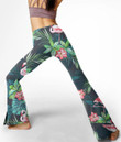 Women's Flare Yoga Pants - Tropical Summer With Flamingo Birds And Flowers Best Gift For Women - Gifts She'll Love A7