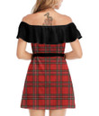 Women's Off-Shoulder Dress With Ruffle (Black Style) - Christmas And New Year Tartan Plaid Best Gift For Women - Gifts She'll Love A7