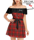 Women's Off-Shoulder Dress With Ruffle (Black Style) - Christmas And New Year Tartan Plaid Best Gift For Women - Gifts She'll Love A7 | Africazone