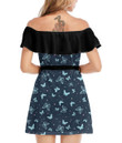 Women's Off-Shoulder Dress With Ruffle (Black Style) - Beautiful Butterflies Best Gift For Women - Gifts She'll Love A7