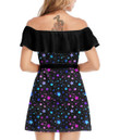 Women's Off-Shoulder Dress With Ruffle (Black Style) - Star Space Galaxy Best Gift For Women - Gifts She'll Love A7