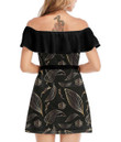 Women's Off-Shoulder Dress With Ruffle (Black Style) - Luxury Gold Leaf Best Gift For Women - Gifts She'll Love A7