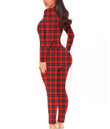 Women's Plunging Neck Jumpsuit - Girly Red Tartan Best Gift For Women - Gifts She'll Love A7