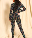 Women's Plunging Neck Jumpsuit - Color Feathers Tribal Style Best Gift For Women - Gifts She'll Love A7