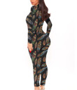 Women's Plunging Neck Jumpsuit - Color Feathers Tribal Style Best Gift For Women - Gifts She'll Love A7