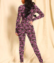 Women's Plunging Neck Jumpsuit - Colorful Pink Little Flowers Best Gift For Women - Gifts She'll Love A7