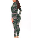 Women's Plunging Neck Jumpsuit - Blooming Hibiscus Flowers And Exotic Leaves Best Gift For Women - Gifts She'll Love A7