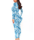 Women's Plunging Neck Jumpsuit - Blue Marble Best Gift For Women - Gifts She'll Love A7