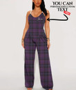 Women's V-Neck Cami Jumpsuit - Fantasy Violet Tartan Plaid Best Gift For Women - Gifts She'll Love A7 | Africazone