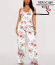 Women's V-Neck Cami Jumpsuit - Gorgeous Pattern With Vintage Roses Best Gift For Women - Gifts She'll Love A7 | Africazone
