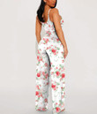 Women's V-Neck Cami Jumpsuit - Gorgeous Pattern With Vintage Roses Best Gift For Women - Gifts She'll Love A7