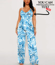 Women's V-Neck Cami Jumpsuit - Blue Marble Best Gift For Women - Gifts She'll Love A7 | Africazone