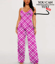 Women's V-Neck Cami Jumpsuit - Girly Pink Tartan Plaid Best Gift For Women - Gifts She'll Love A7 | Africazone
