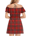 Women's Off-Shoulder Dress With Ruffle - Christmas And New Year Tartan Plaid Best Gift For Women - Gifts She'll Love A7