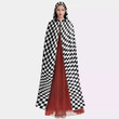 Cloak - Black And White Abstract Square Pattern Unisex Microfiber Hooded Cloak A7