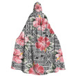 Cloak - Pink Hibiscus Flower With Hawaiian Tribal Unisex Microfiber Hooded Cloak A7 | Africazone