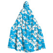 Cloak - Natural Blue and White Hibiscus Unisex Microfiber Hooded Cloak A7 | Africazone