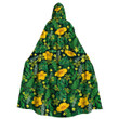 Cloak - Yellow Flowers Palm Leaves Jungle Leaf Unisex Microfiber Hooded Cloak A7 | Africazone