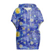 Cloak - Glowing Moon On A Blue Sky Women's Knitted Fleece Cloak With Kangaroo Pocket A7 | Africazone