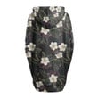 Cloak - Tropical Vintage Dark White Hibiscus Flower Women's Knitted Fleece Cloak With Kangaroo Pocket A7