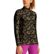Stand-up Collar T-shirt - Butterfly Pattern Gold Version Women's Stand-up Collar T-shirt A7
